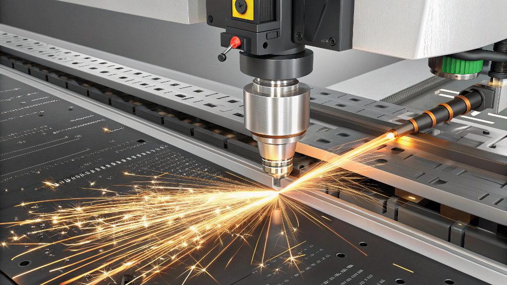 Side-by-side comparison of a metal part cut by a fiber laser and an acrylic part cut by a CO2 laser