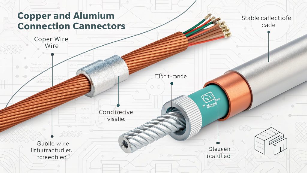 A side-by-side comparison of a clean copper wire connection and a corroded aluminum wire connection.