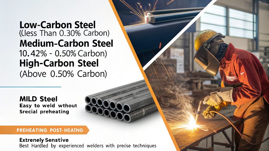 Welder working on a carbon steel frame