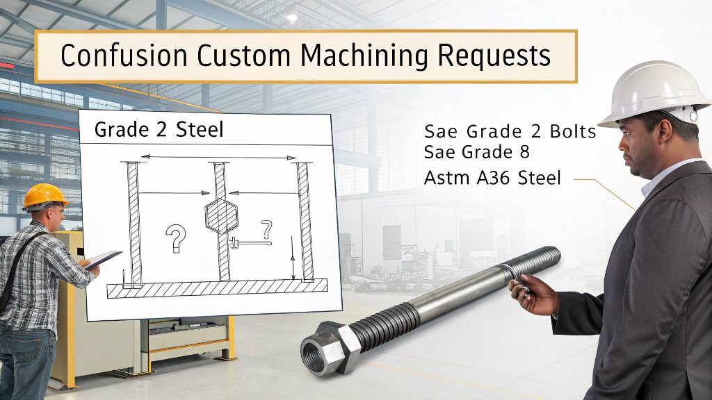 A comparison of a standard bolt and a custom CNC machined part.