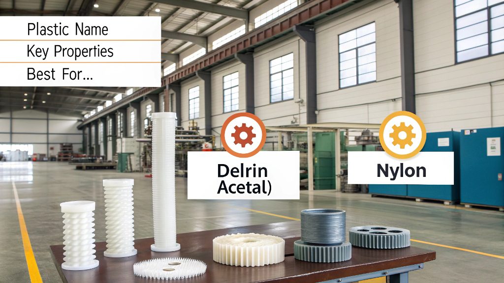 Best Plastics for CNC Machining Various colorful CNC machined plastic parts on a workbench