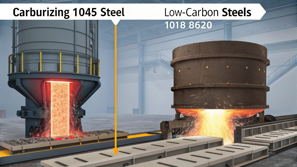 Steel gears undergoing heat treatment