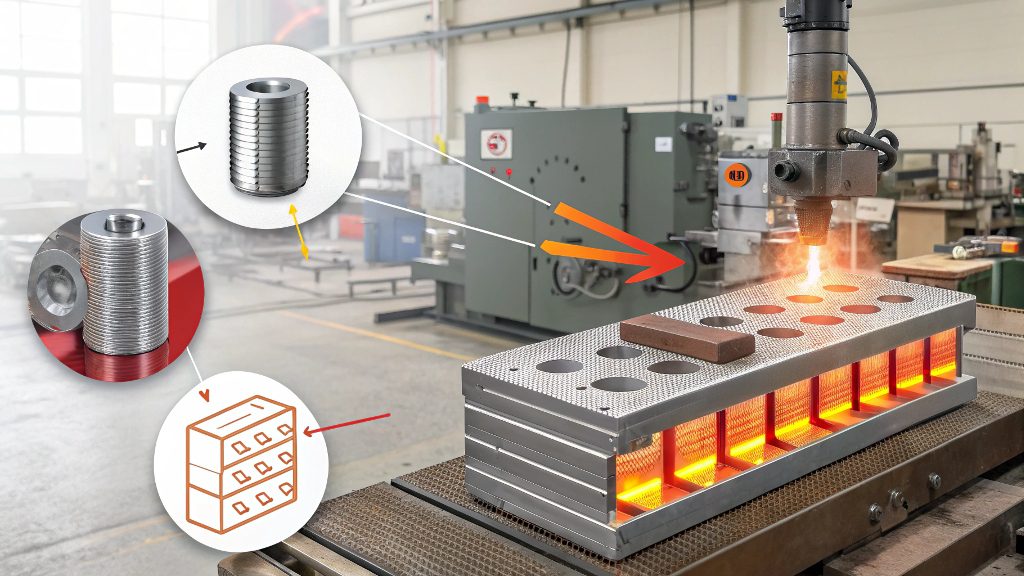 CNC machine cutting a softened, annealed metal block