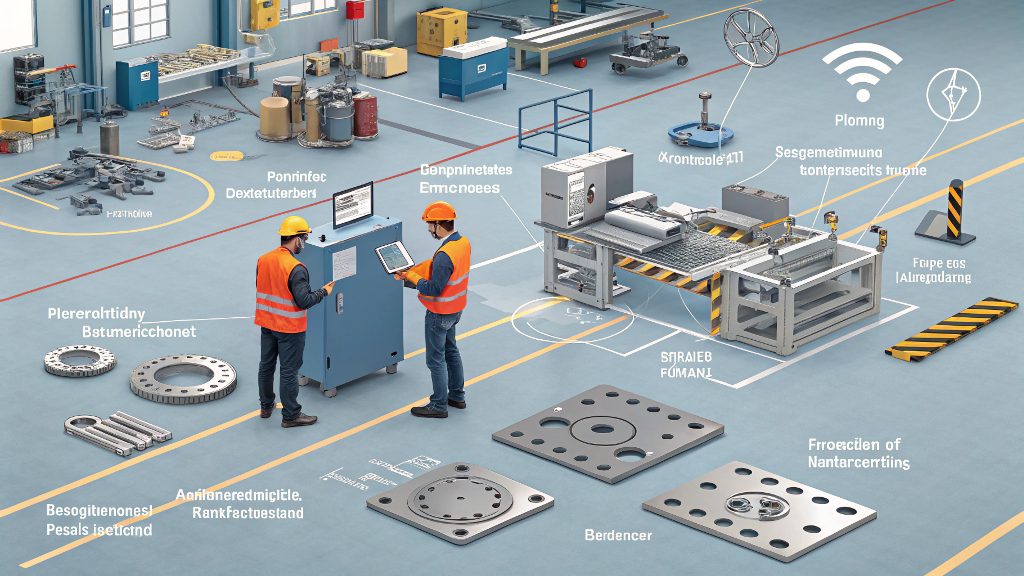 a large industrial press stamping an automotive part