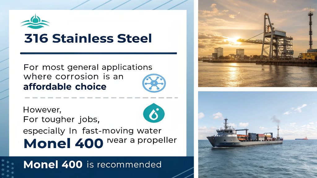 Comparing Monel 400 and 316 stainless steel parts side-by-side