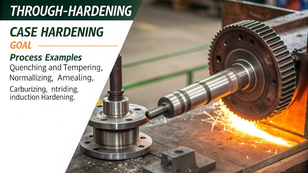 Comparison of through-hardened and case-hardened alloy steel parts