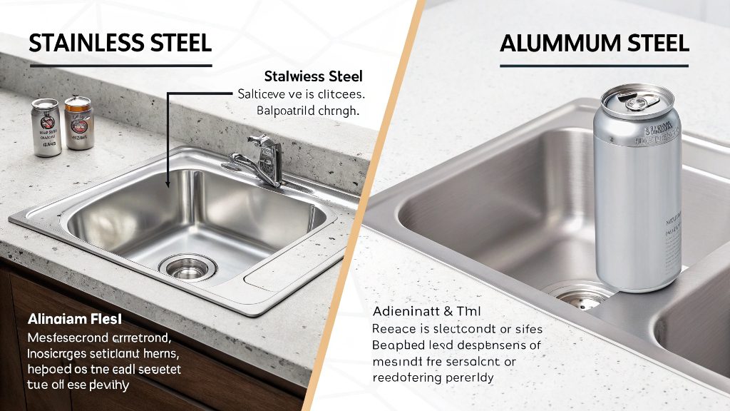Scratch Resistance Comparison A side-by-side comparison showing a scratched aluminum surface and a pristine stainless steel surface