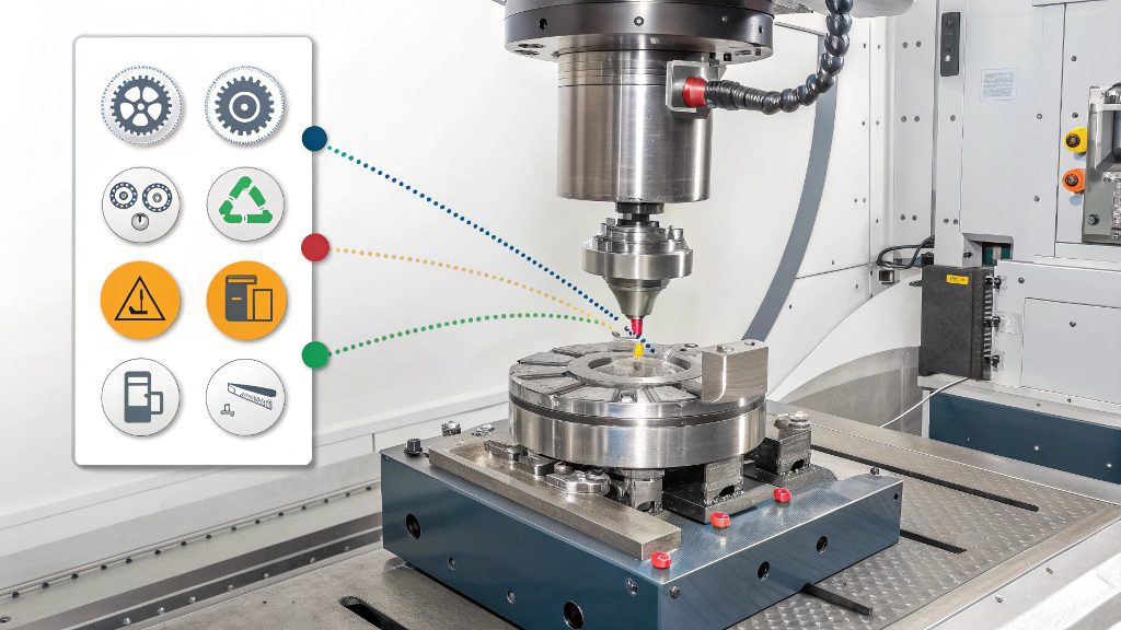 A horizontal machining center with a large part mounted on a rotary table