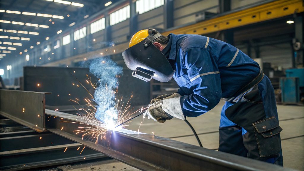 Close-up of a clean weld on 1045 carbon steel