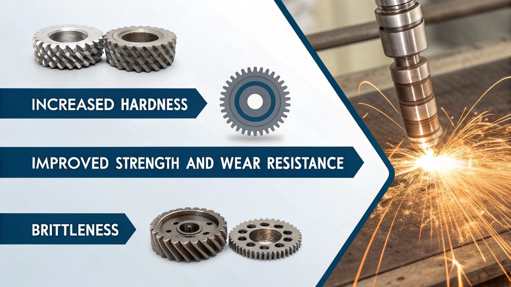 Effect of Quenching on Metal Hardness A graph showing the increase in hardness of a metal part after quenching