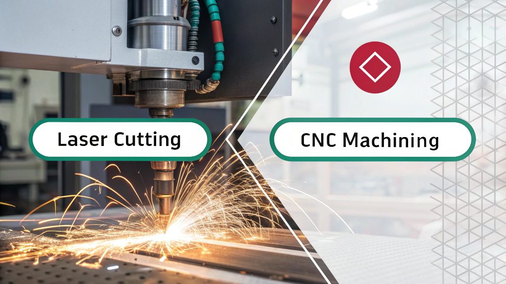 CNC machine milling a metal block