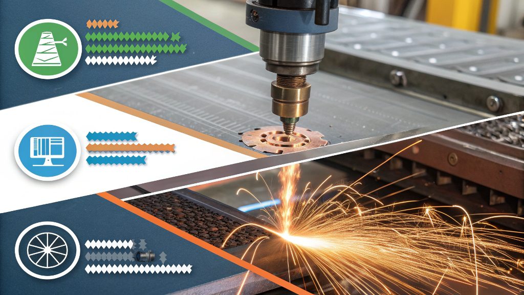 A digital caliper measuring the precise edge of a laser-cut metal part.