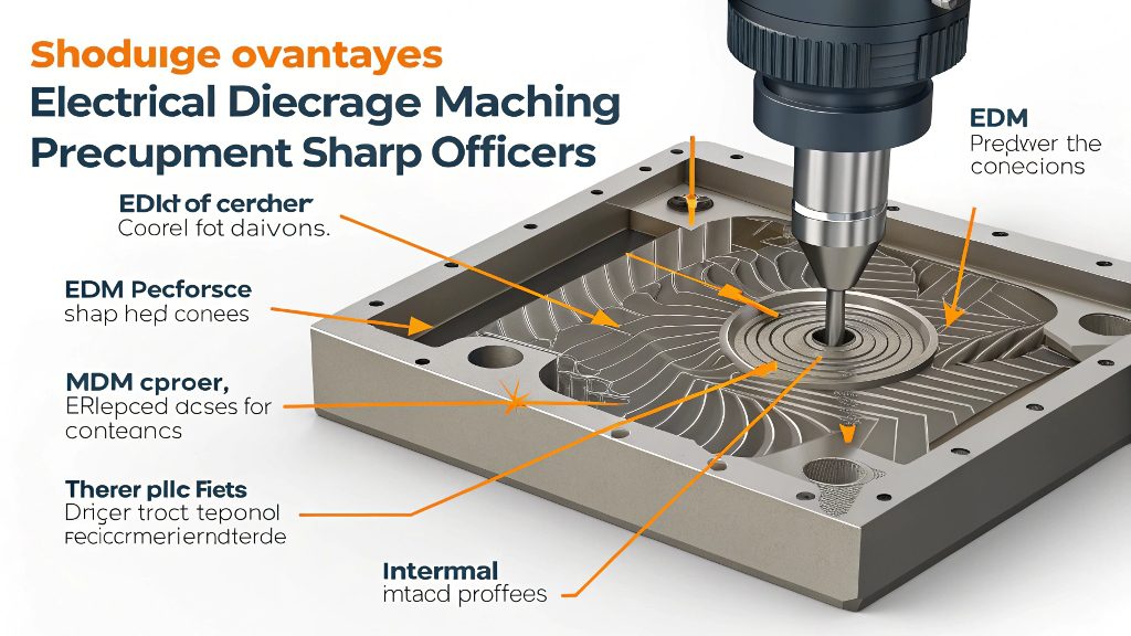 An intricate mold component made with EDM showing sharp corners and fine details