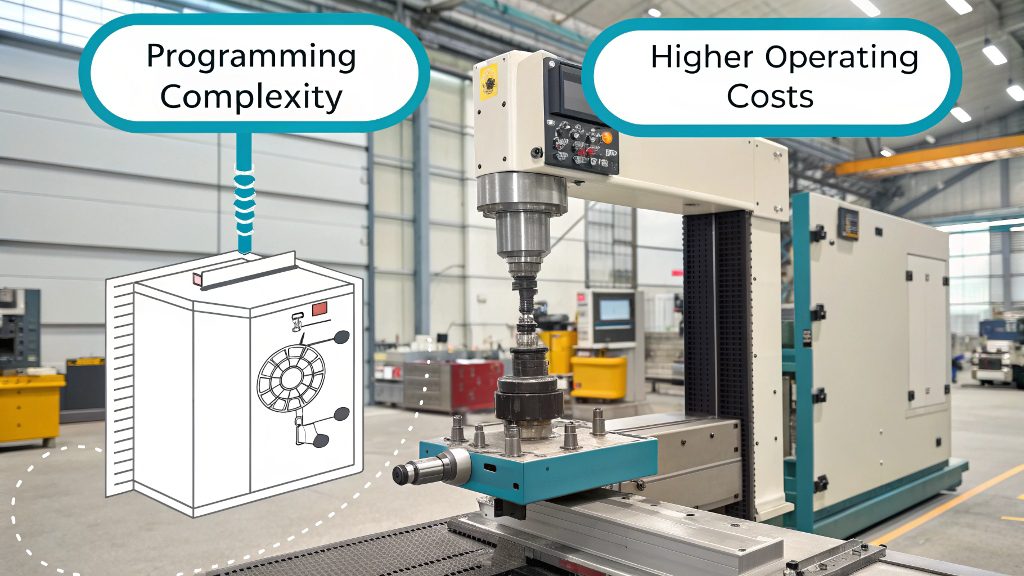 Complex 5 axis CNC programming A CNC programmer working on a complex 5-axis toolpath on a computer.
