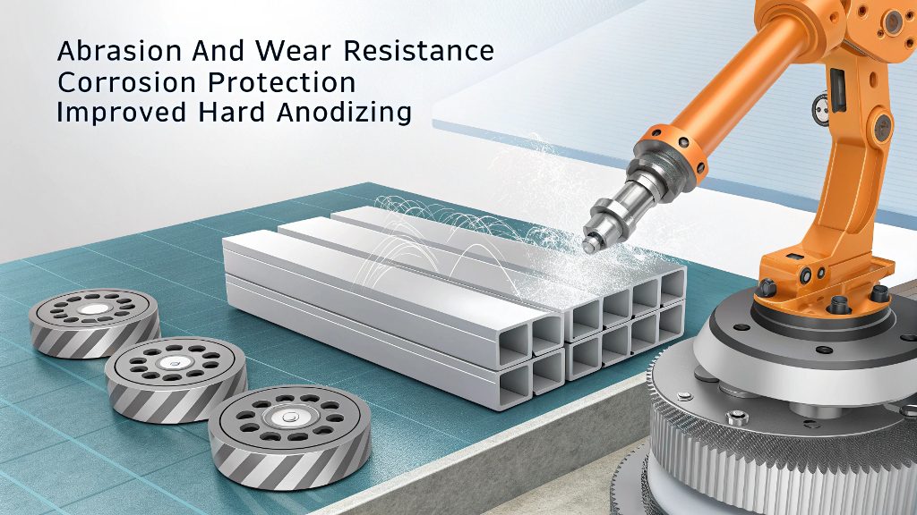 A hard anodized gear part showing no signs of wear